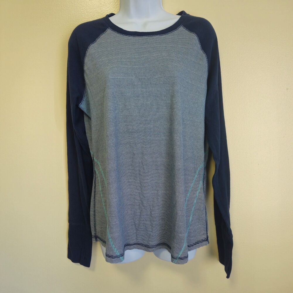 Take Gear Dry Tex Long Sleeve Activewear Striped Thumbholes Top Gym Women Large